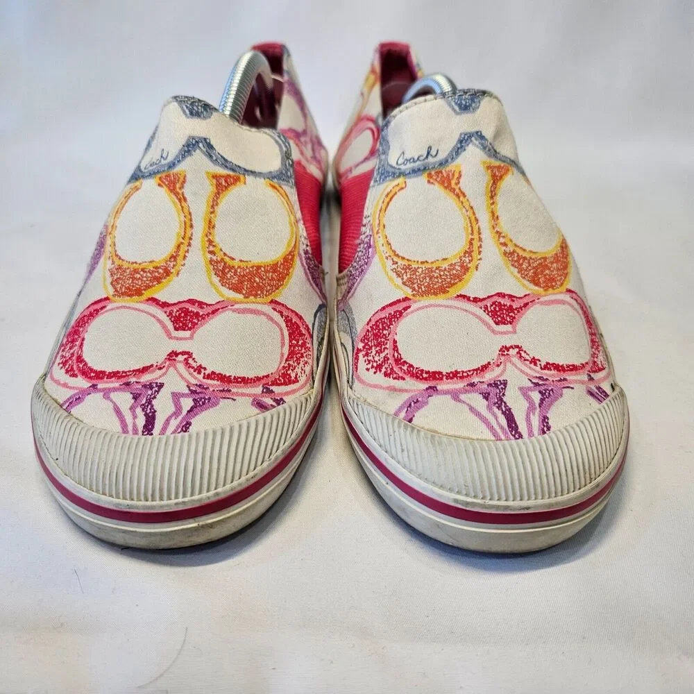 Coach Womens Kaycee Multicolor Poppy Monogram Slip On Shoes Size 7.5B Comfort